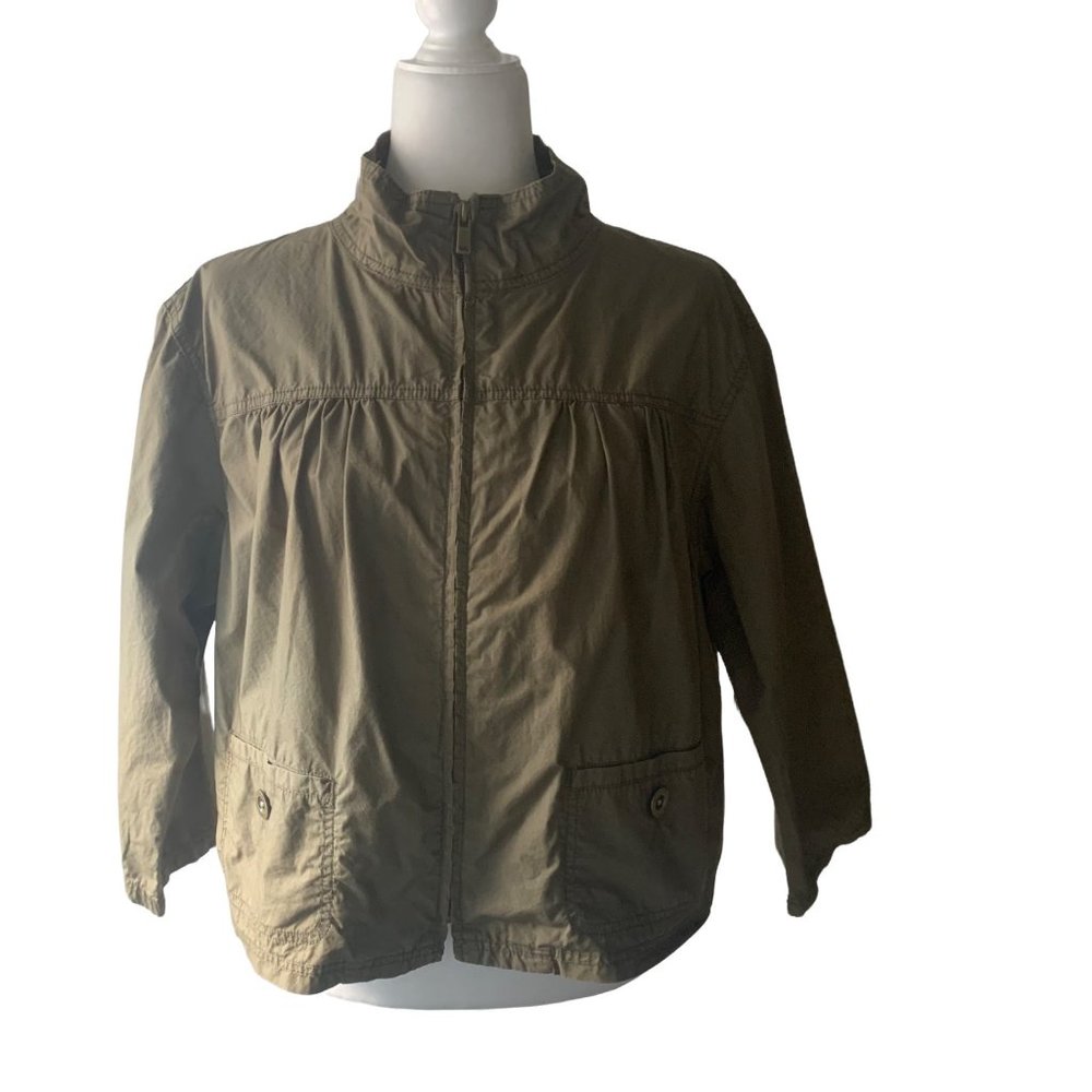 Michael Kors Full Zip Crop Jacket Women's Mock Neck Long Sleeve Size L